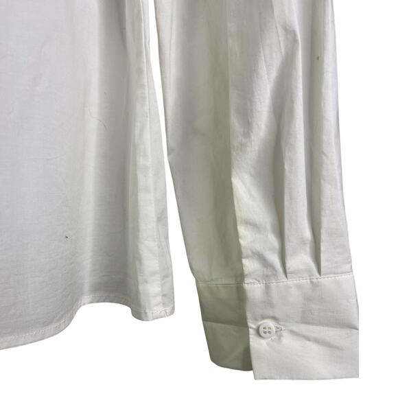 Vera Fishbaugh Blouse Womens Large White Button Down Ruffle Front Classic - Picture 7 of 10